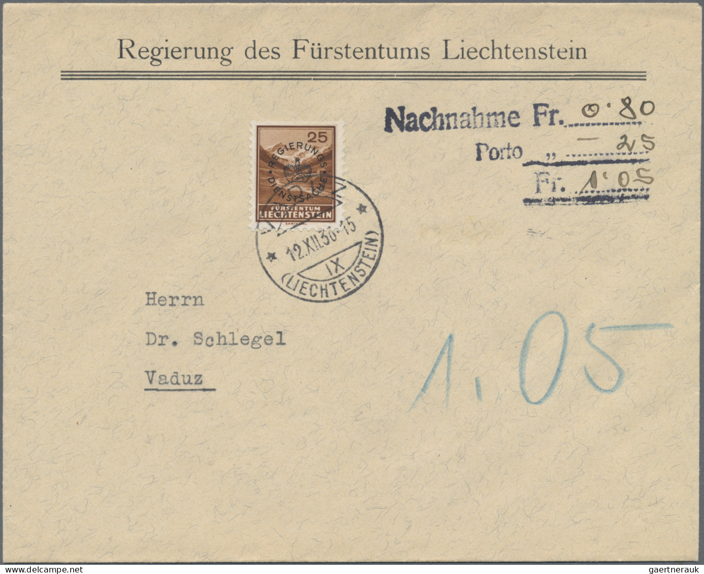 Liechtenstein - Dienstmarken: 1933, Dienstmarken II, 25 Rp. Mit Schwarzem Aufdru - Official