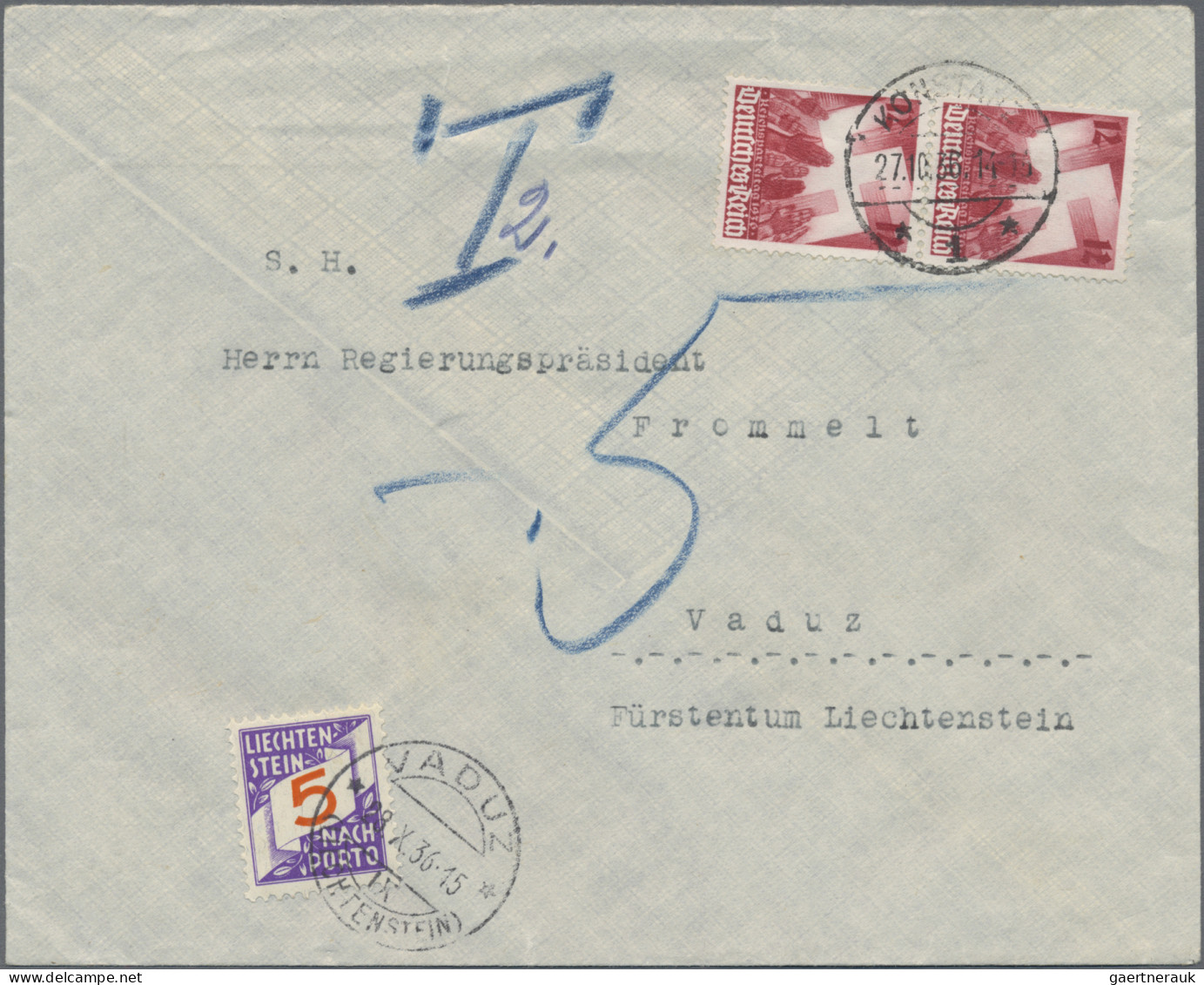 Liechtenstein - Portomarken: 1936, Nachportomarke Ziffer Im Band, 5 Rp. Mit PF " - Taxe