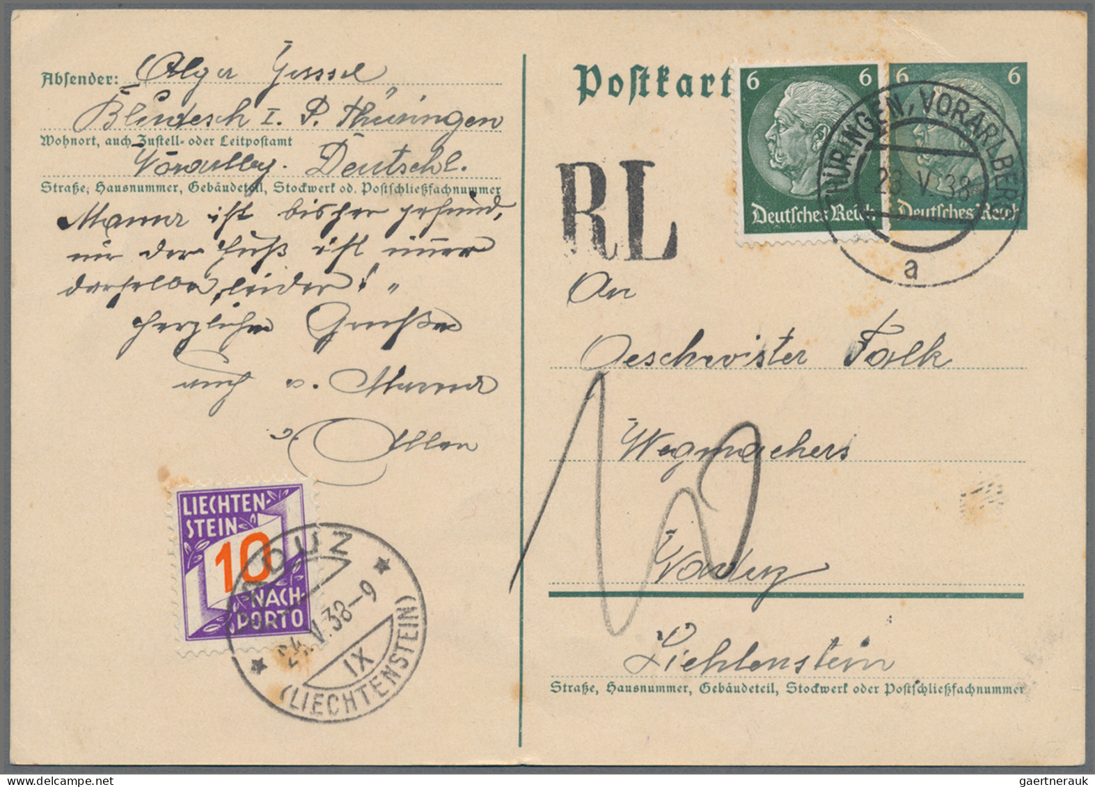 Liechtenstein - Portomarken: 1938/1931, Portomarken II, Ziffer Im Band 3x 10 Rp. - Postage Due
