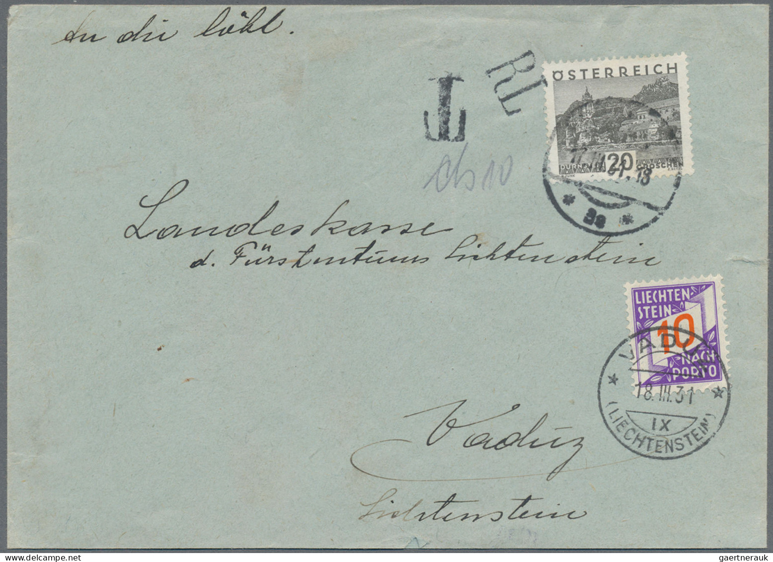 Liechtenstein - Portomarken: 1938/1931, Portomarken II, Ziffer Im Band 3x 10 Rp. - Postage Due