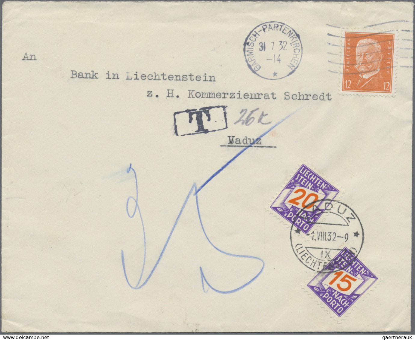 Liechtenstein - Portomarken: 1932, Nachportomarken Ziffer Im Band, 15 U.20 Rp., - Postage Due