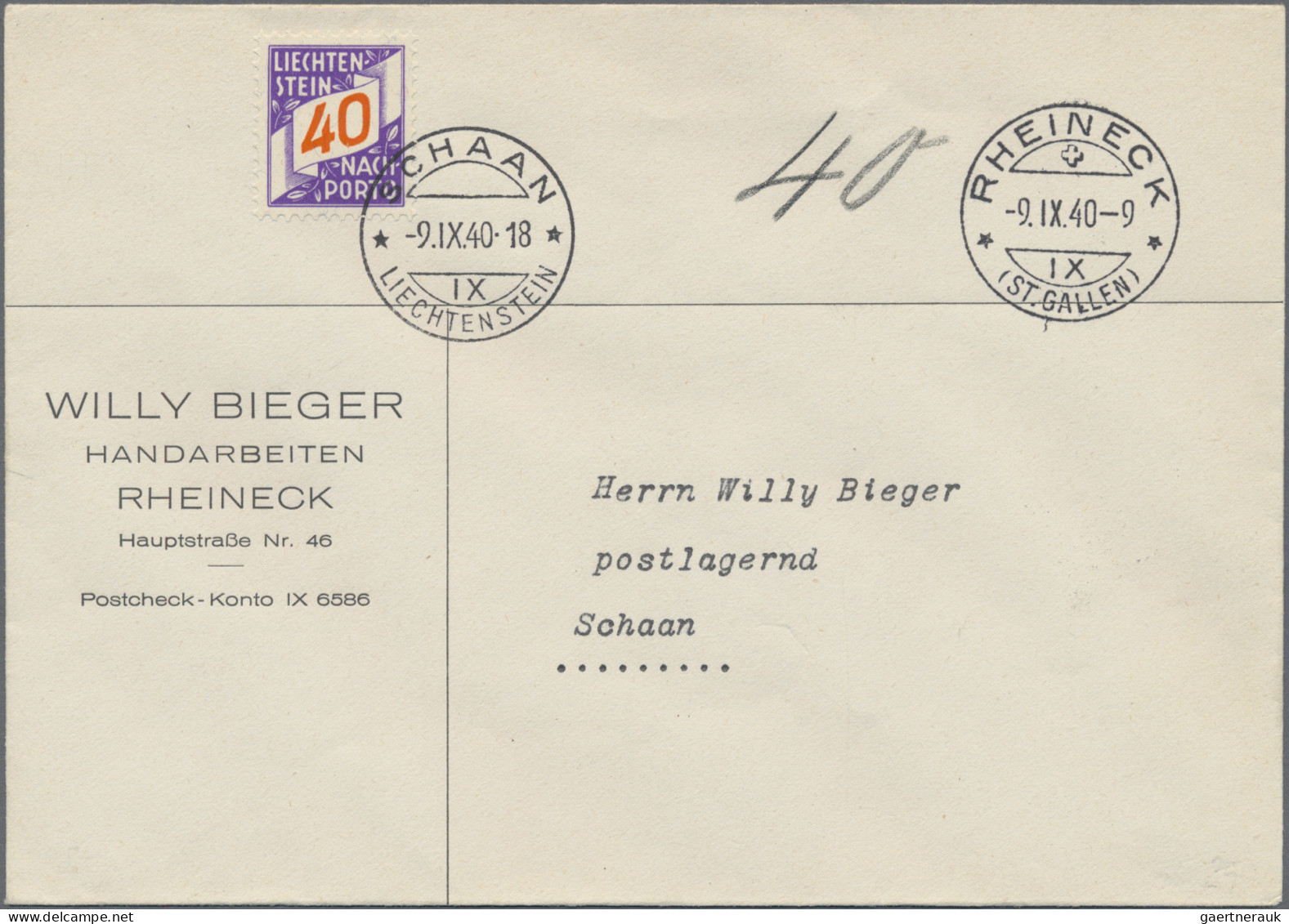 Liechtenstein - Portomarken: 1931/1940, Nachportomarken Ziffer Im Band, 30,40 U. - Portomarken