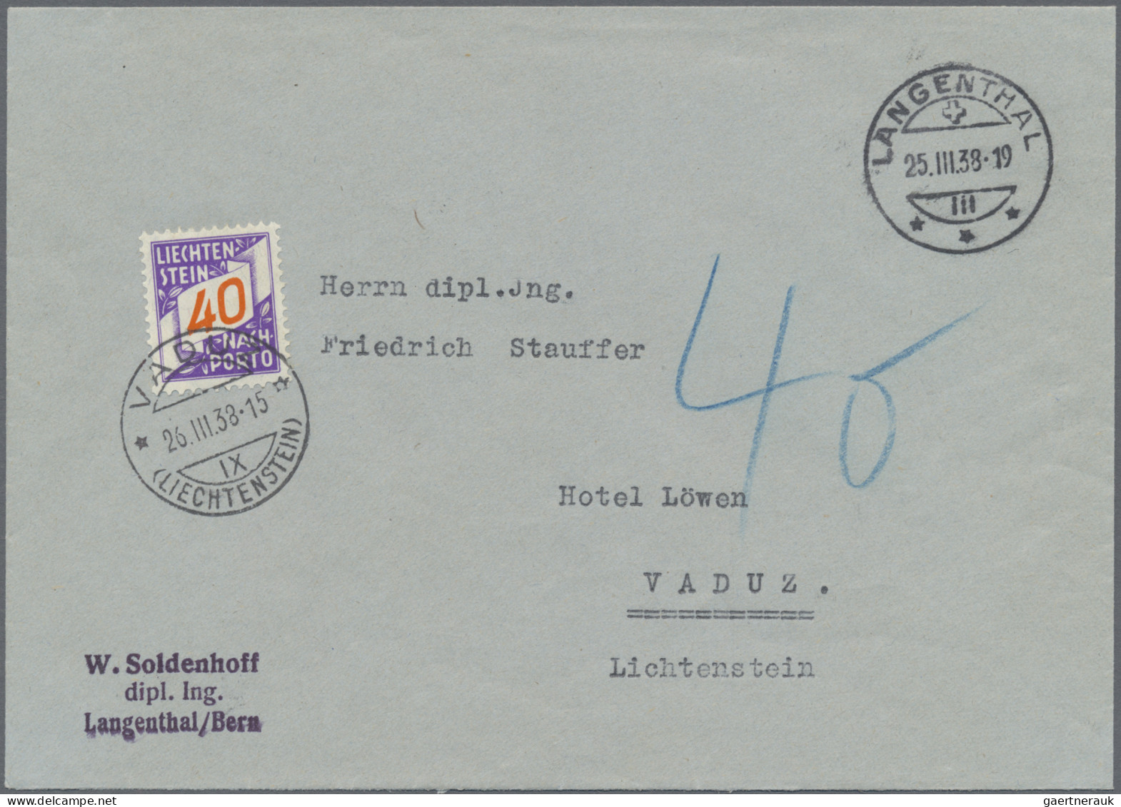 Liechtenstein - Portomarken: 1937/1938, Nachportomarken Ziffer Im Band, 30,40 U. - Postage Due