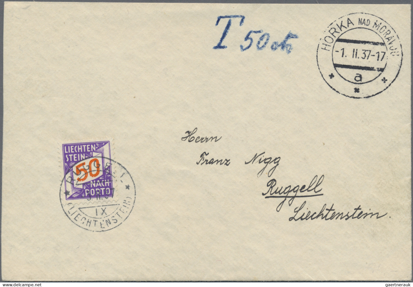 Liechtenstein - Portomarken: 1937/1938, Nachportomarken Ziffer Im Band, 30,40 U. - Postage Due