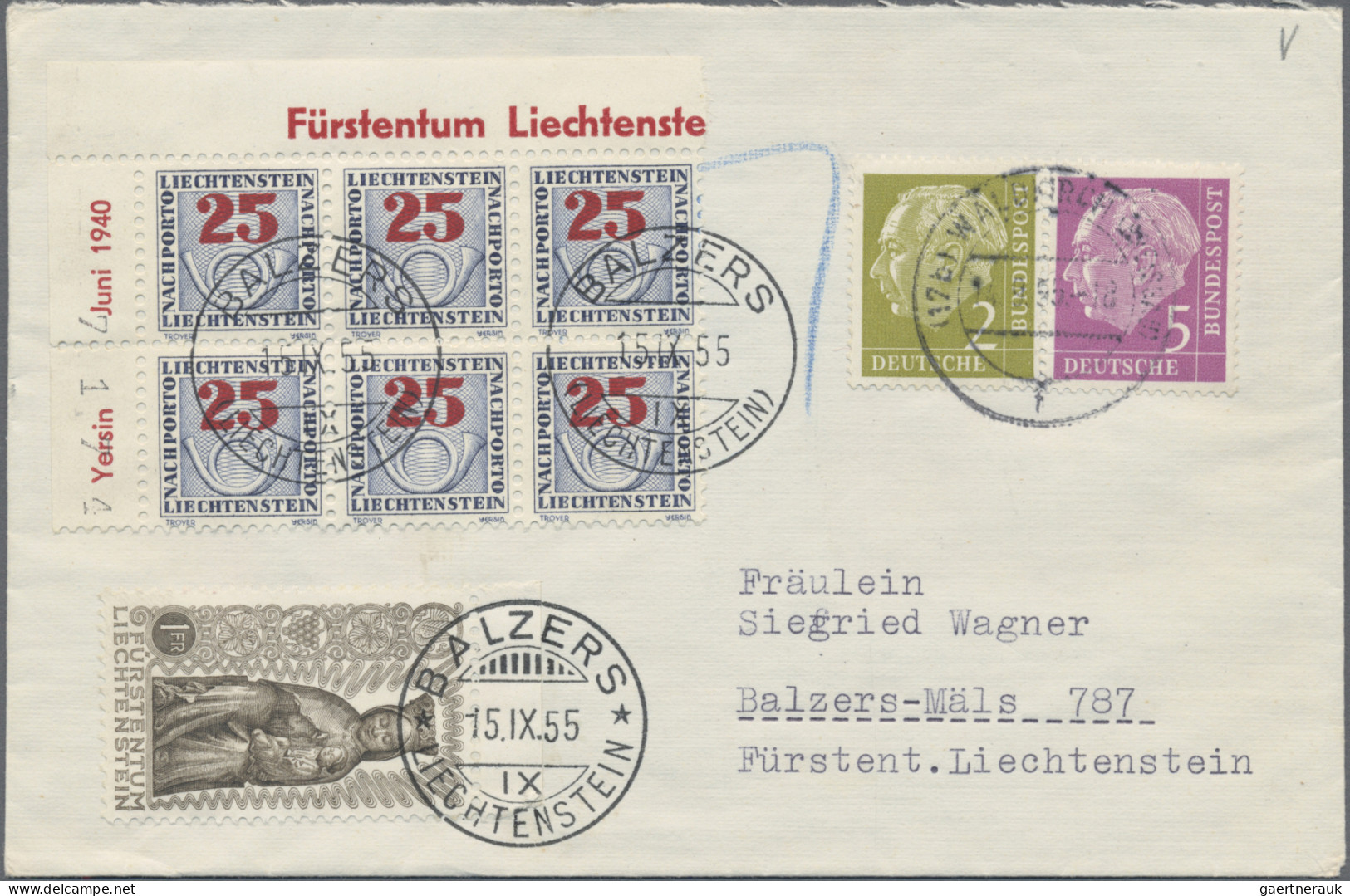Liechtenstein - Portomarken: 1955, Nachportomarken Ziffer Mit Posthorn 5 Rp. Im - Taxe