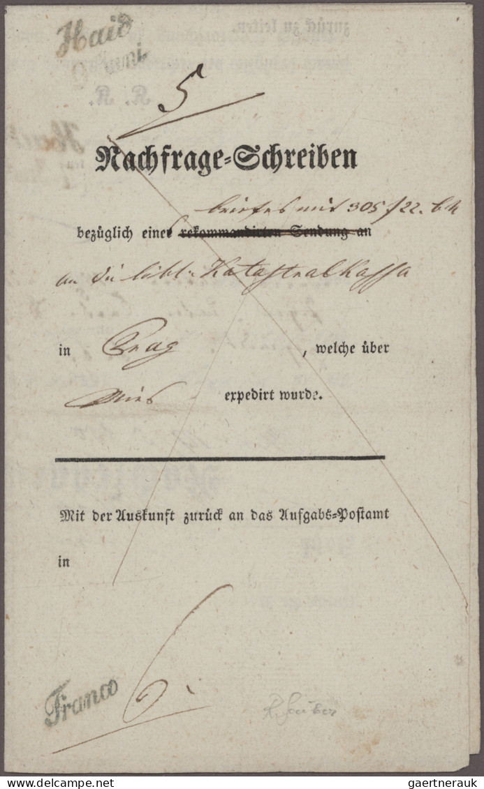 Österreich - Vorphilatelie: 1850, Barfrankiertes Nachfrageschreiben Der Briefpos - ...-1850 Prefilatelía