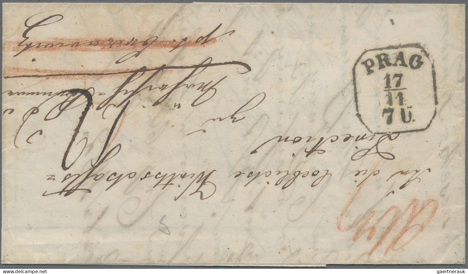 Österreich - Vorphilatelie: 1852, Unfrankierter Fernbrief Von Prag Nach Kromau I - ...-1850 Prephilately