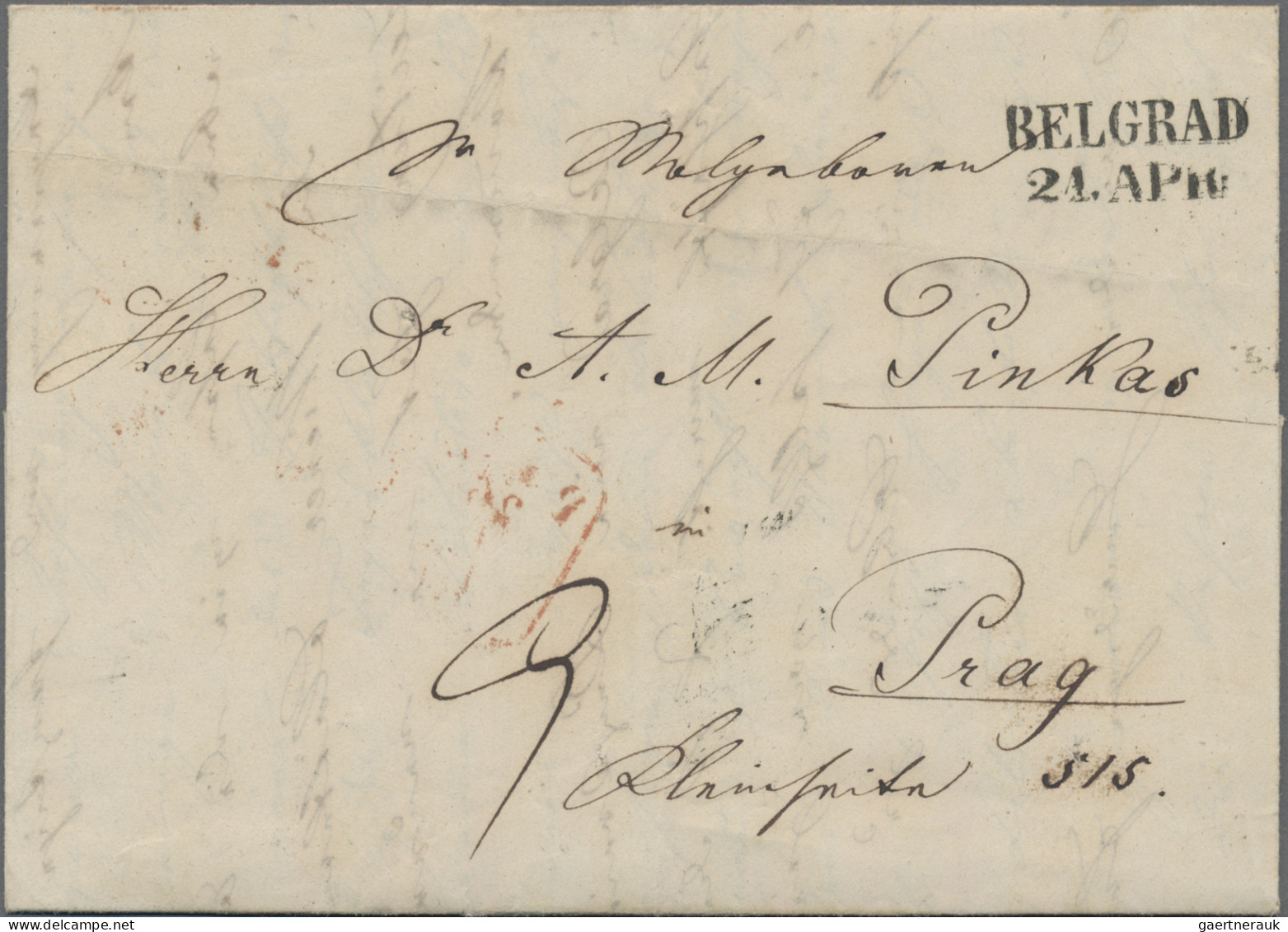 Österreich - Vorphilatelie: 1854/1860 Ca., Klarer L2 BELGRAD, 21.APR (1854) Auf - ...-1850 Prephilately