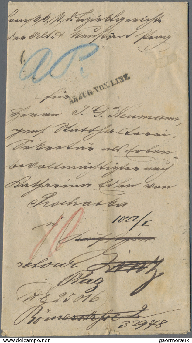 Österreich - Vorphilatelie: 1870, Doppelt Schwerer "Abzugsbrief", Schwarzer L 1 - ...-1850 Prefilatelía