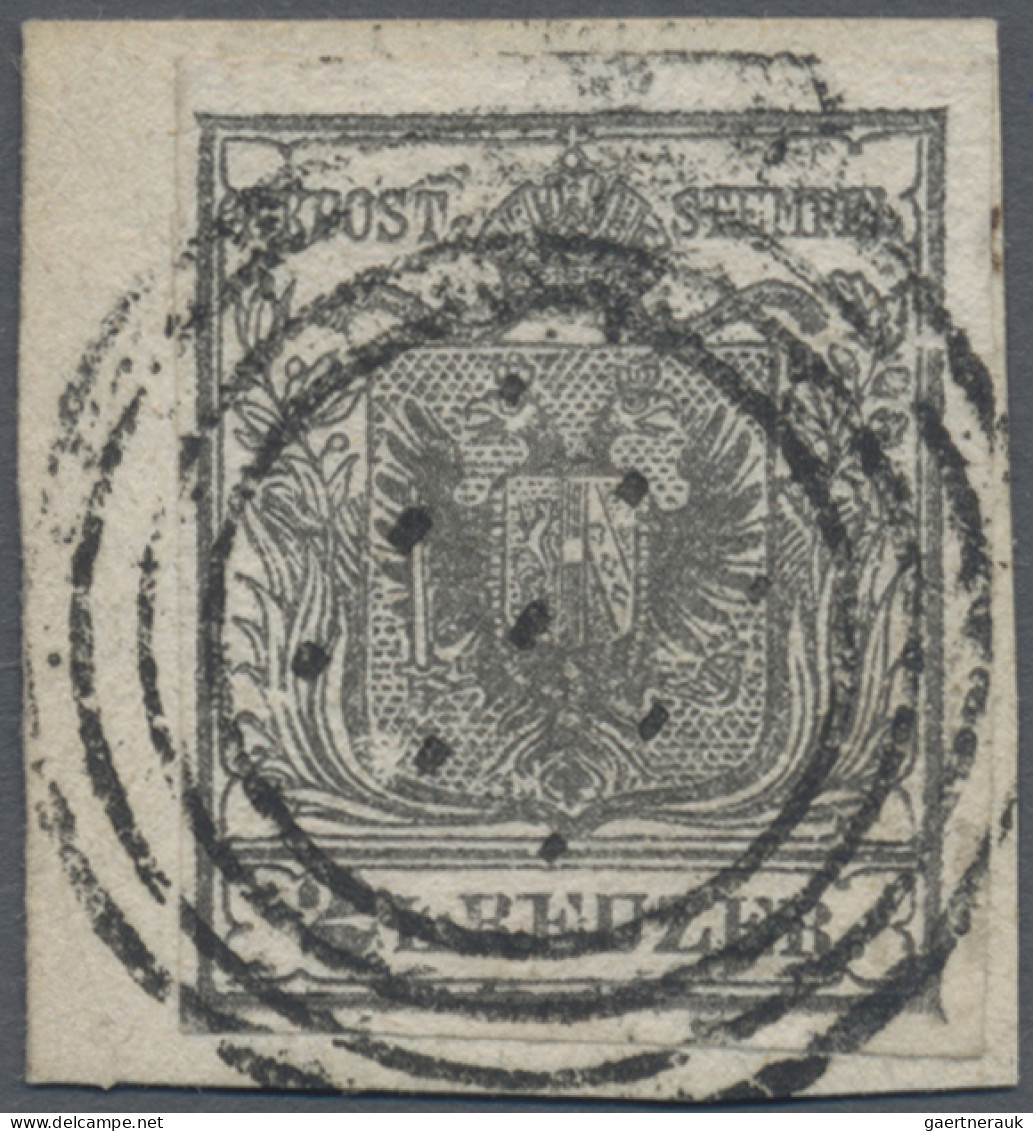 Österreich: 1850, Freimarke 2 Kr Grau Auf Kleinem Briefstück Mit Zartklarem Und - Briefe U. Dokumente