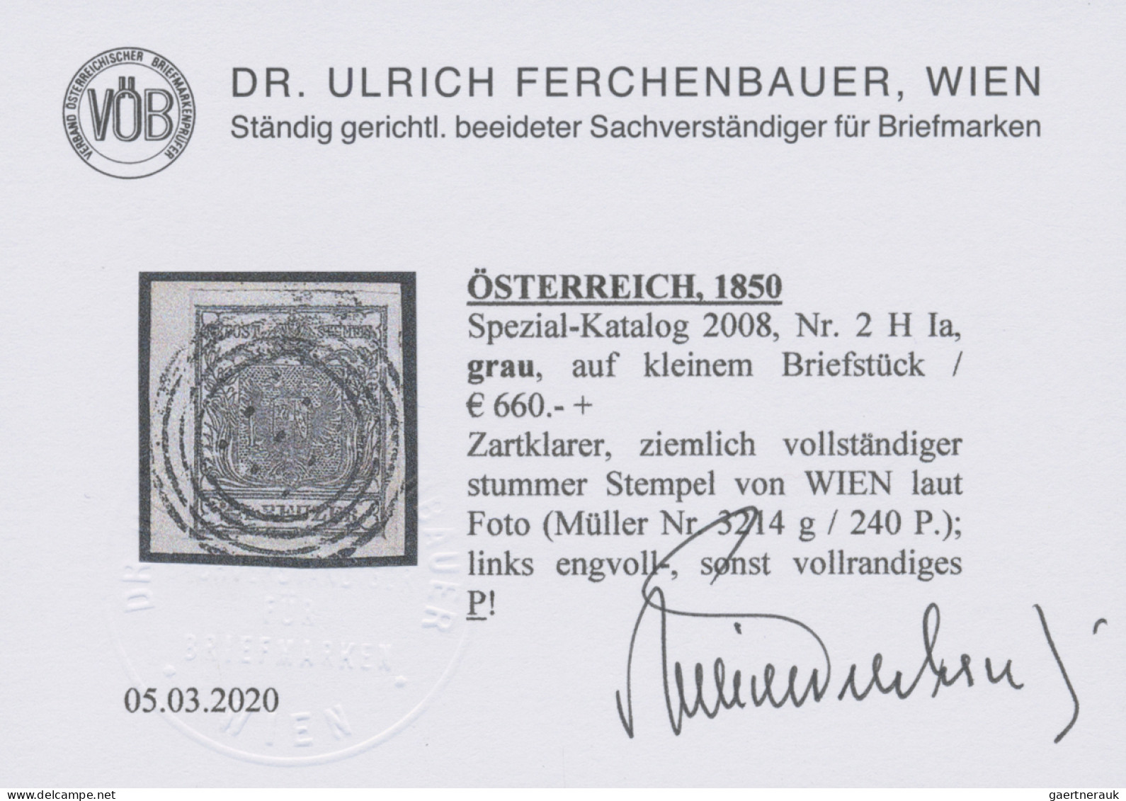 Österreich: 1850, Freimarke 2 Kr Grau Auf Kleinem Briefstück Mit Zartklarem Und - Covers & Documents