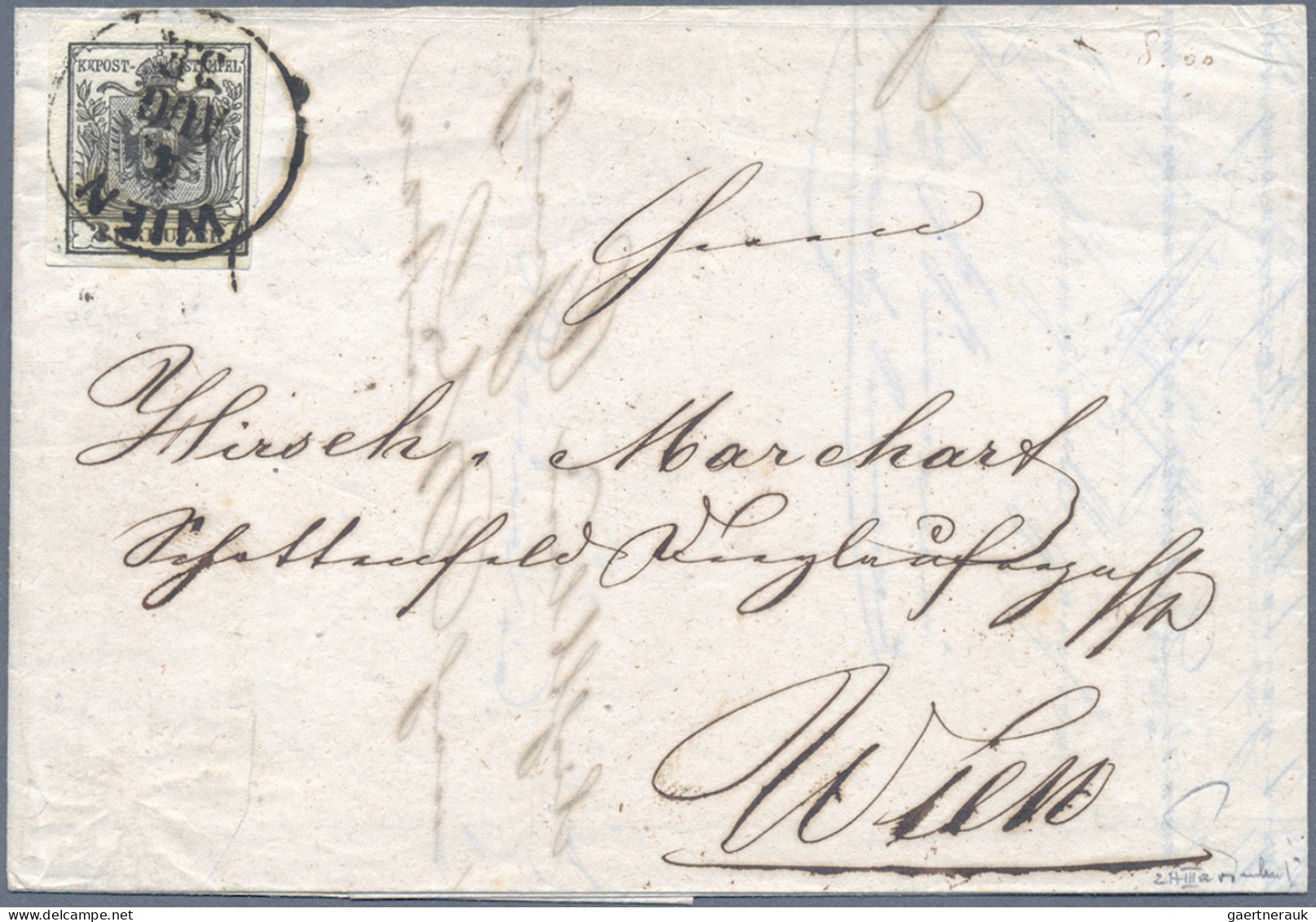 Österreich: 1850, 2 Kr. Schwarz, Type IIIa, Kabinettstück Als Einzelfrankatur Au - Cartas & Documentos