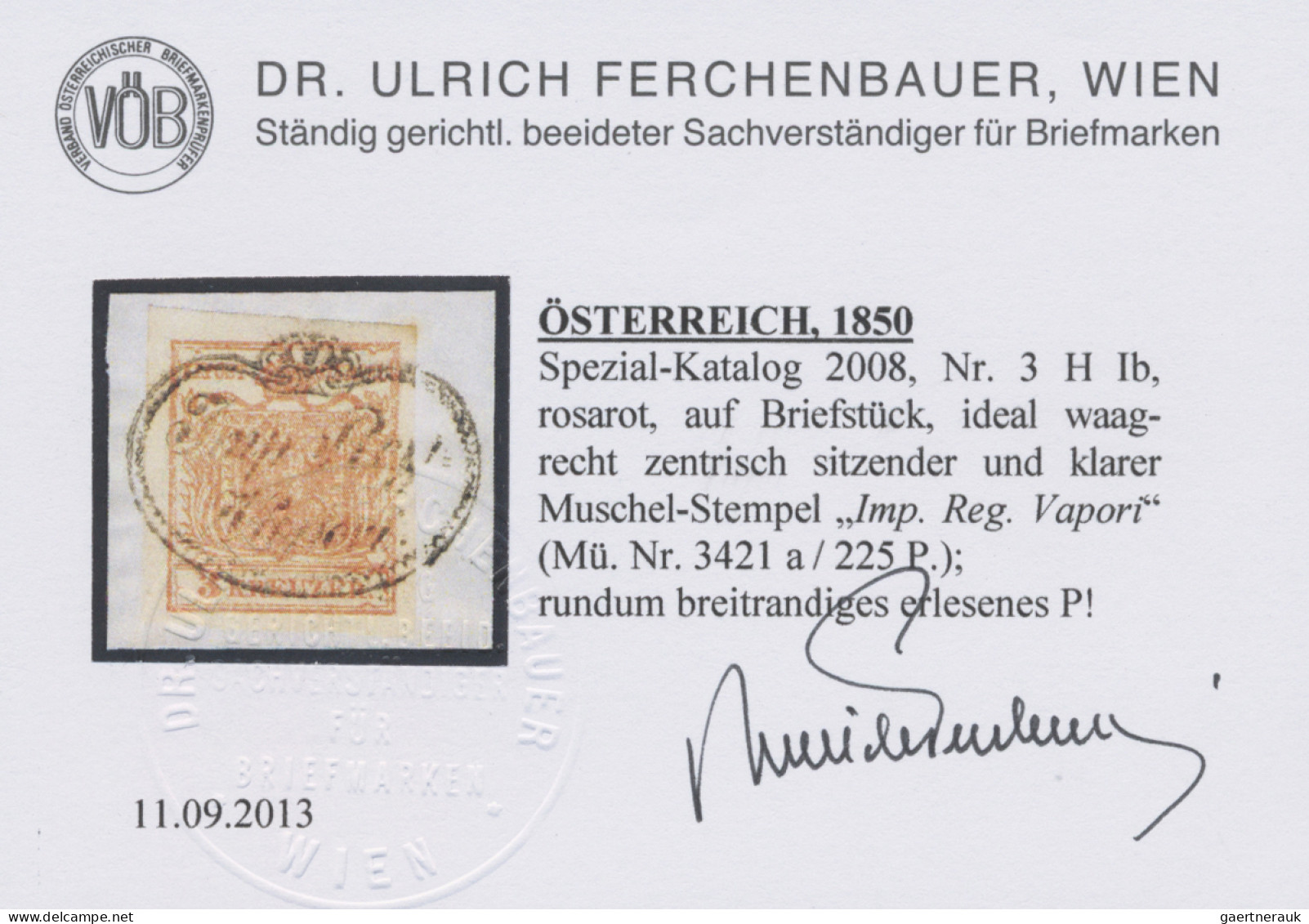 Österreich: 1850, 3 Kreuer Rosarot, Handpapier, Farbfrisch Und Breitrandig Auf K - Covers & Documents
