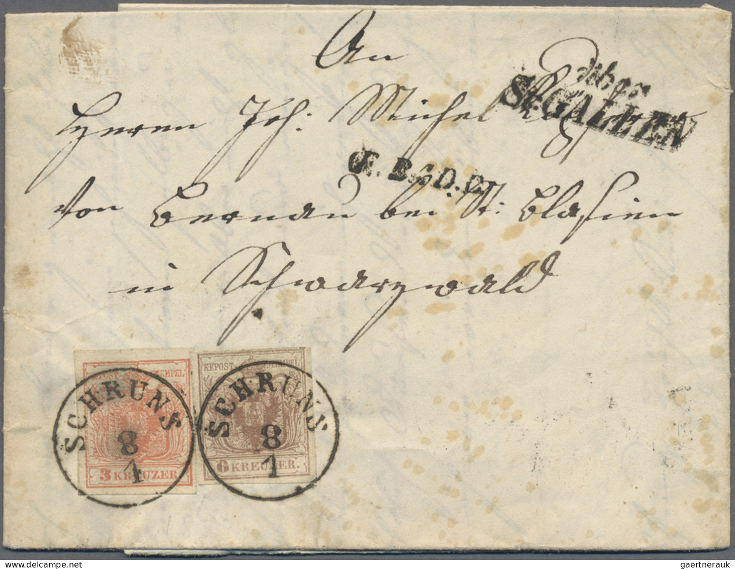 Österreich: 1852, 3 Kr Rot Und 6 Kr Braun, Je Engvoll- Bis Vollrandig, Auf Kompl - Briefe U. Dokumente