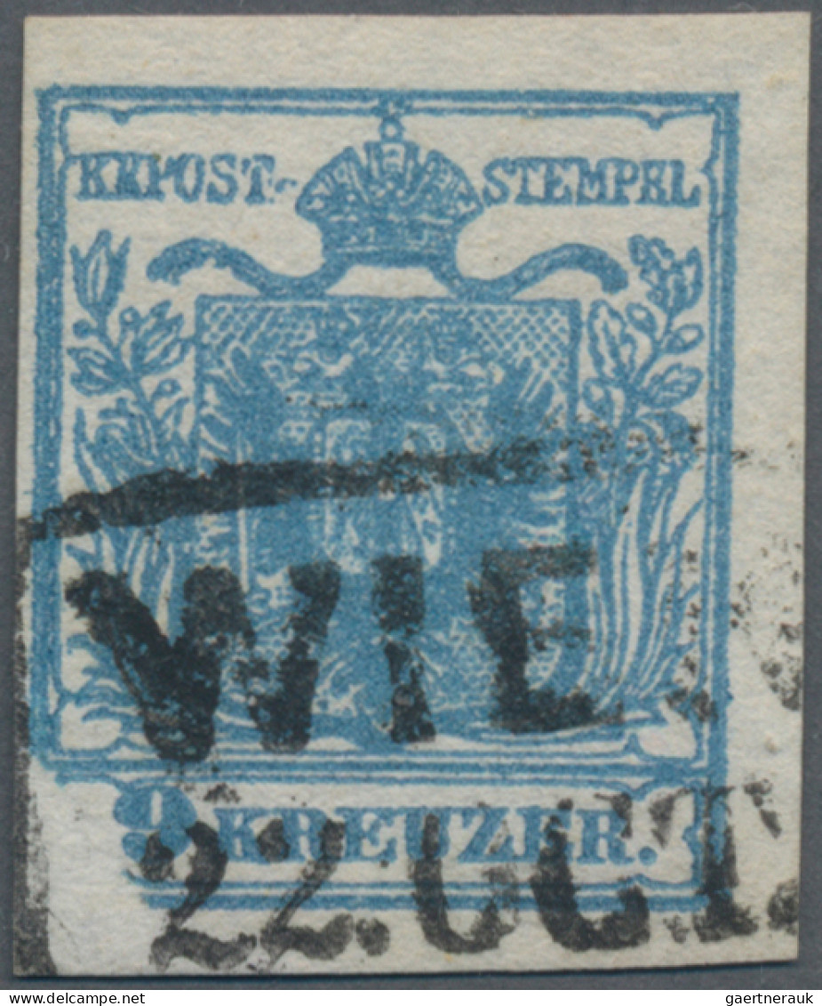 Österreich: 1850, 9 Kreuzer Blau, Handpapier, Type IIc, Mit Großer Druckauslassu - Gebruikt