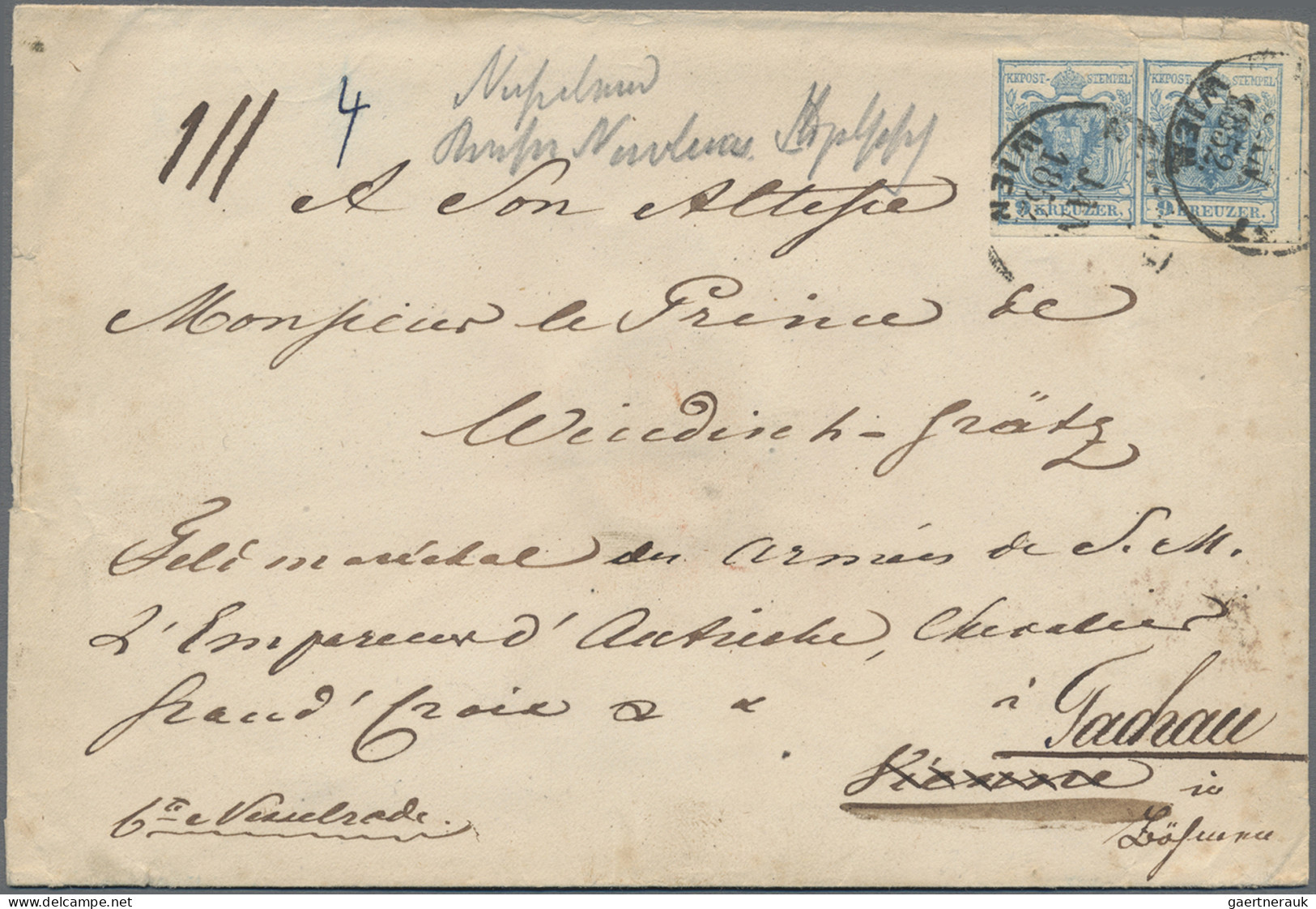 Österreich: 1850, 9 Kr. Blau, Handpapier, Type IIa, Zwei Exemplare, Frisch Bzw. - Briefe U. Dokumente
