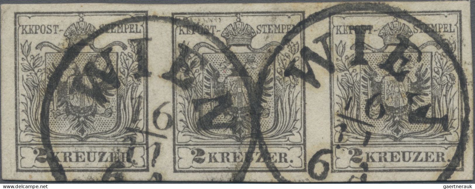Österreich: 1850, 2 Kreuzer Schwarz, Maschinenpapier, Type IIIb, Feinstdruck, Wa - Usados
