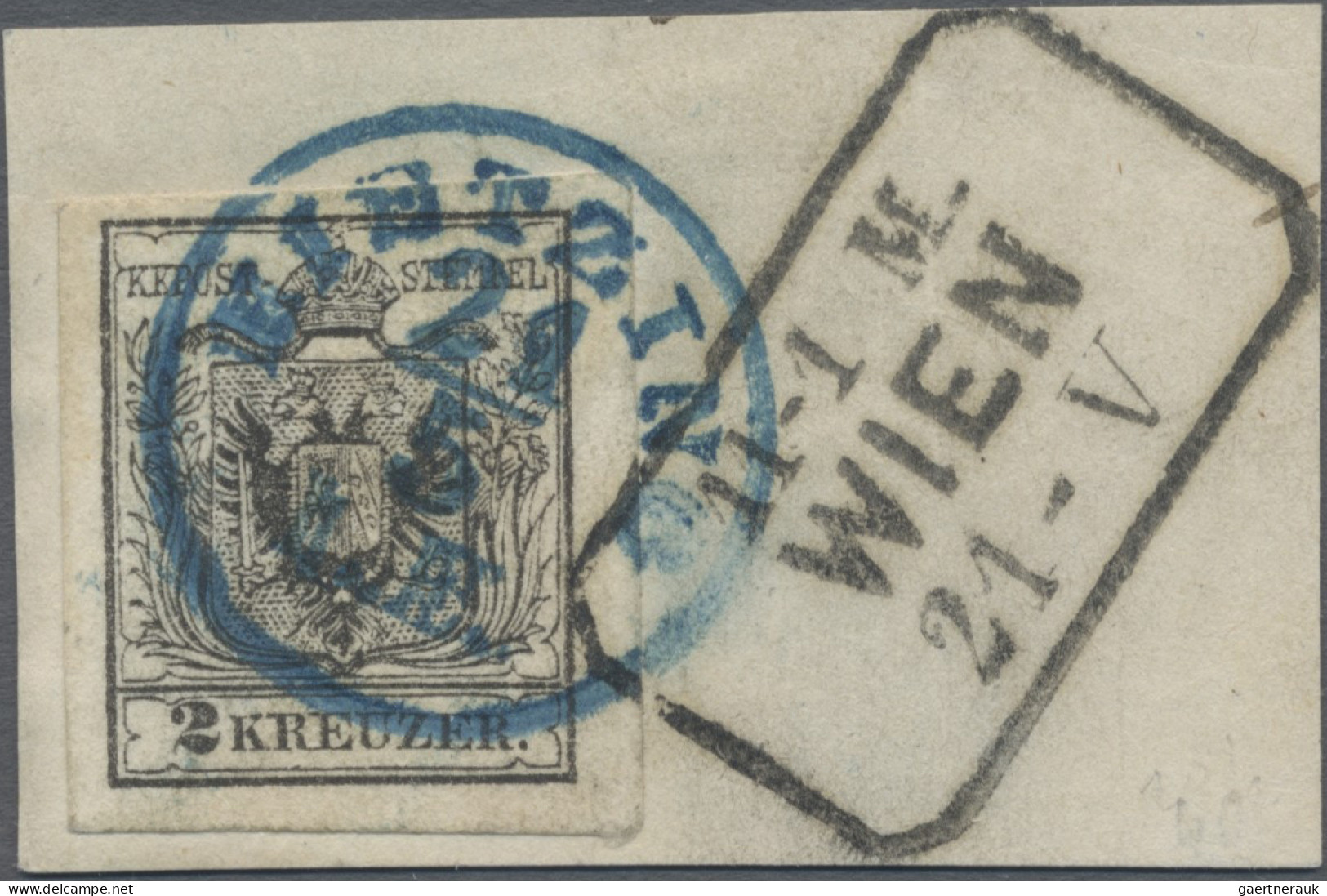 Österreich: 1850/64, 2 Kreuzer Tiefschwarz, Maschinenpapier, Type IIIb, Feinstdr - Covers & Documents