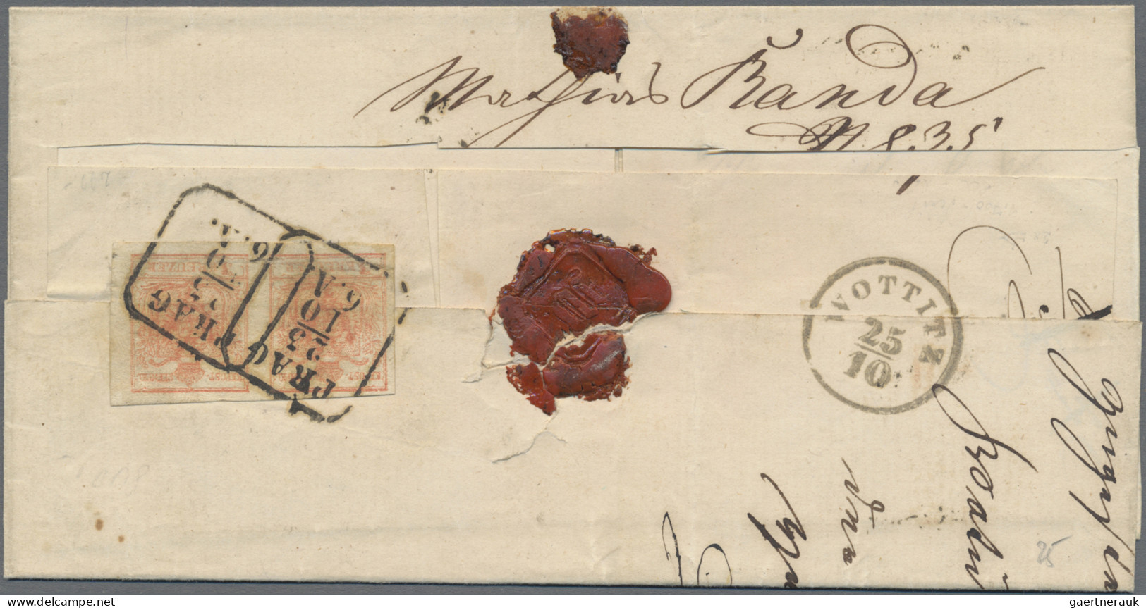 Österreich: 1854, 3 Kr. Rosa, Maschinenpapier, Type IIIb, Zwei Waagerechte Paar, - Lettres & Documents