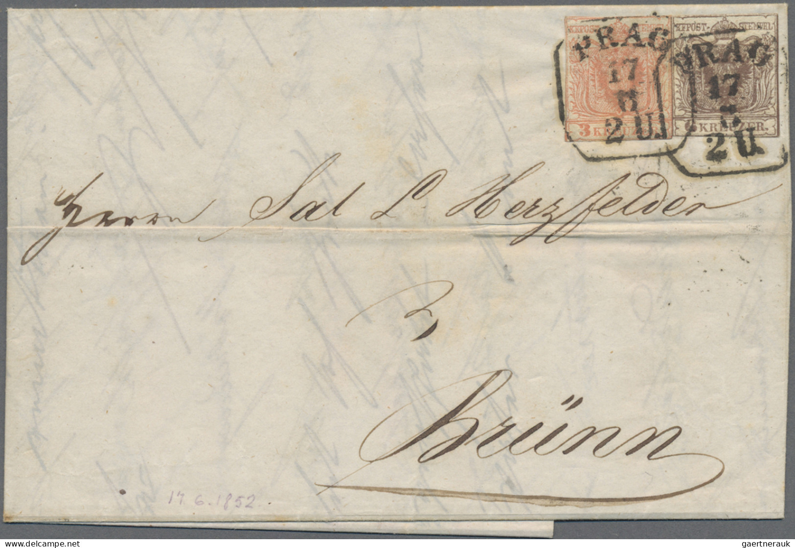 Österreich: 1850, Lot Von 3 Belegen, 3 Kr. Mehrfachfrankatur Von Zwei Exemplaren - Lettres & Documents