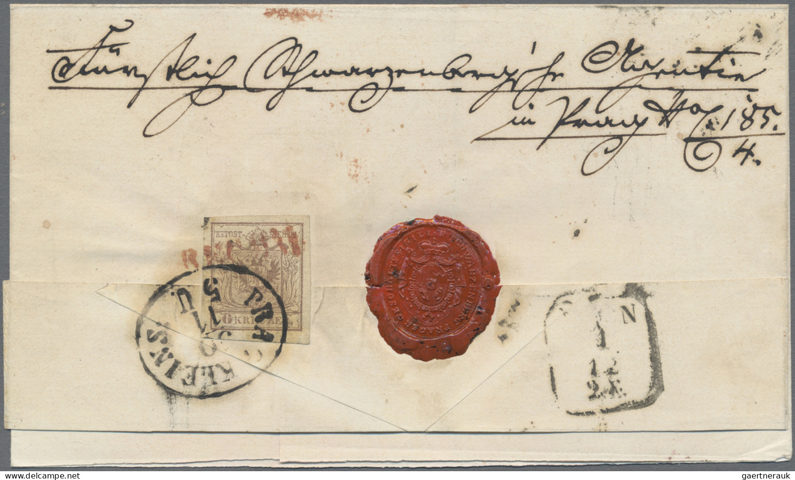 Österreich: 1854, 9 Kr. Blau, Maschinenpapier, Natürliche Senkrechte Druckfalte, - Storia Postale