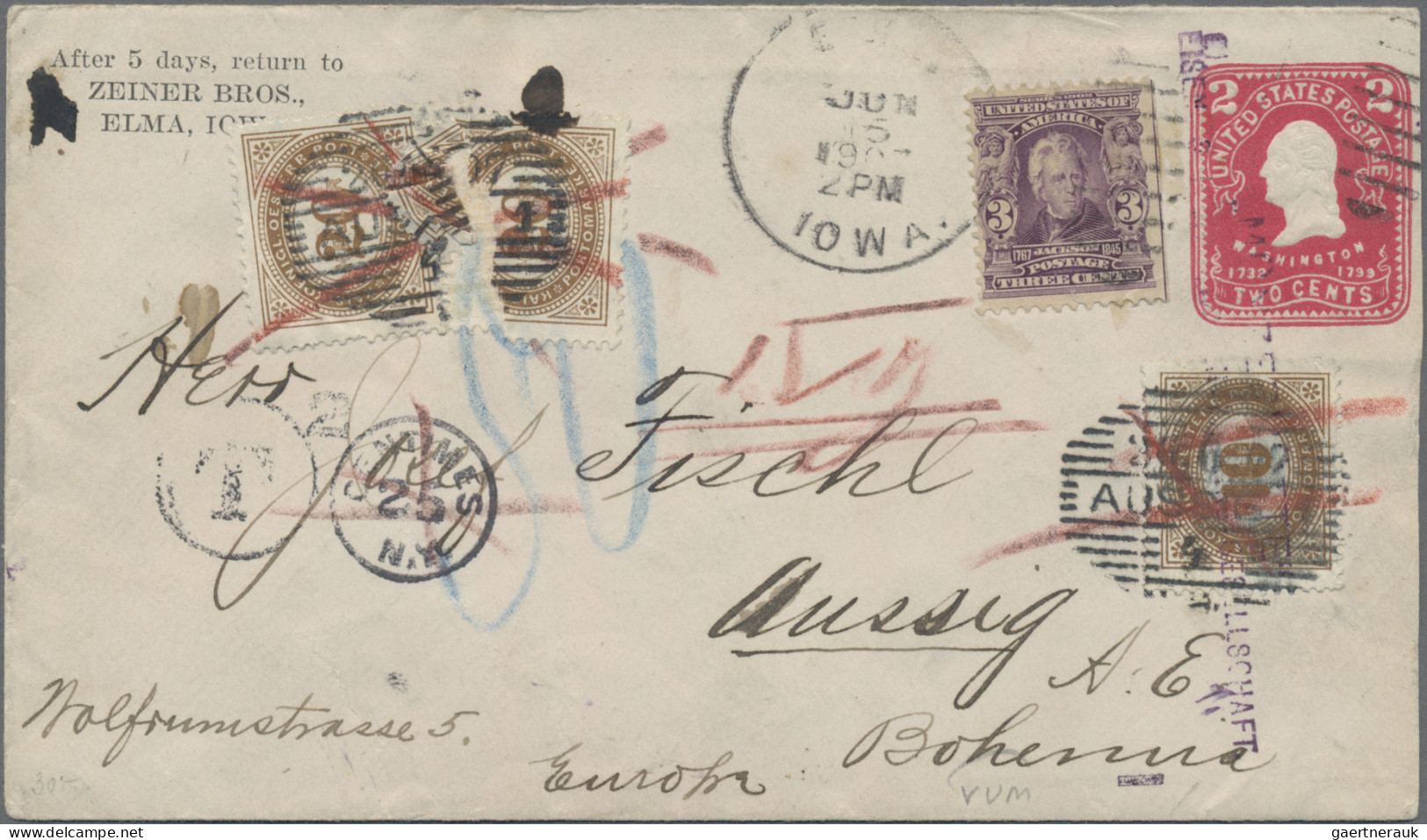 Österreich - Portomarken: 1906/1907, Incoming Mail USA, Zwei Belege Mit Irrtümli - Postage Due