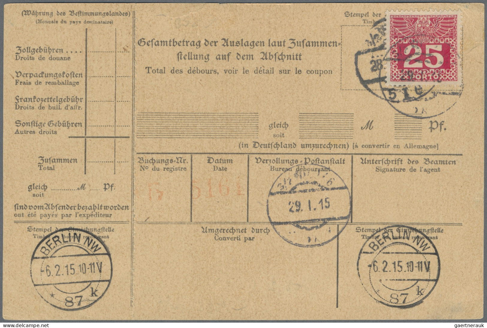 Österreich - Portomarken: 1908, 25 H., Rückseitig Geklebt Als Einzelfrankatur Au - Portomarken