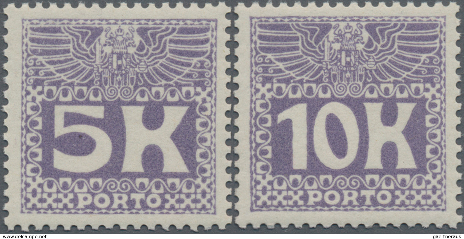 Österreich - Portomarken: 1911, 5 U. 10 Kr. Gr. Wertziffer Dkl.violettgrau, Mi. - Postage Due