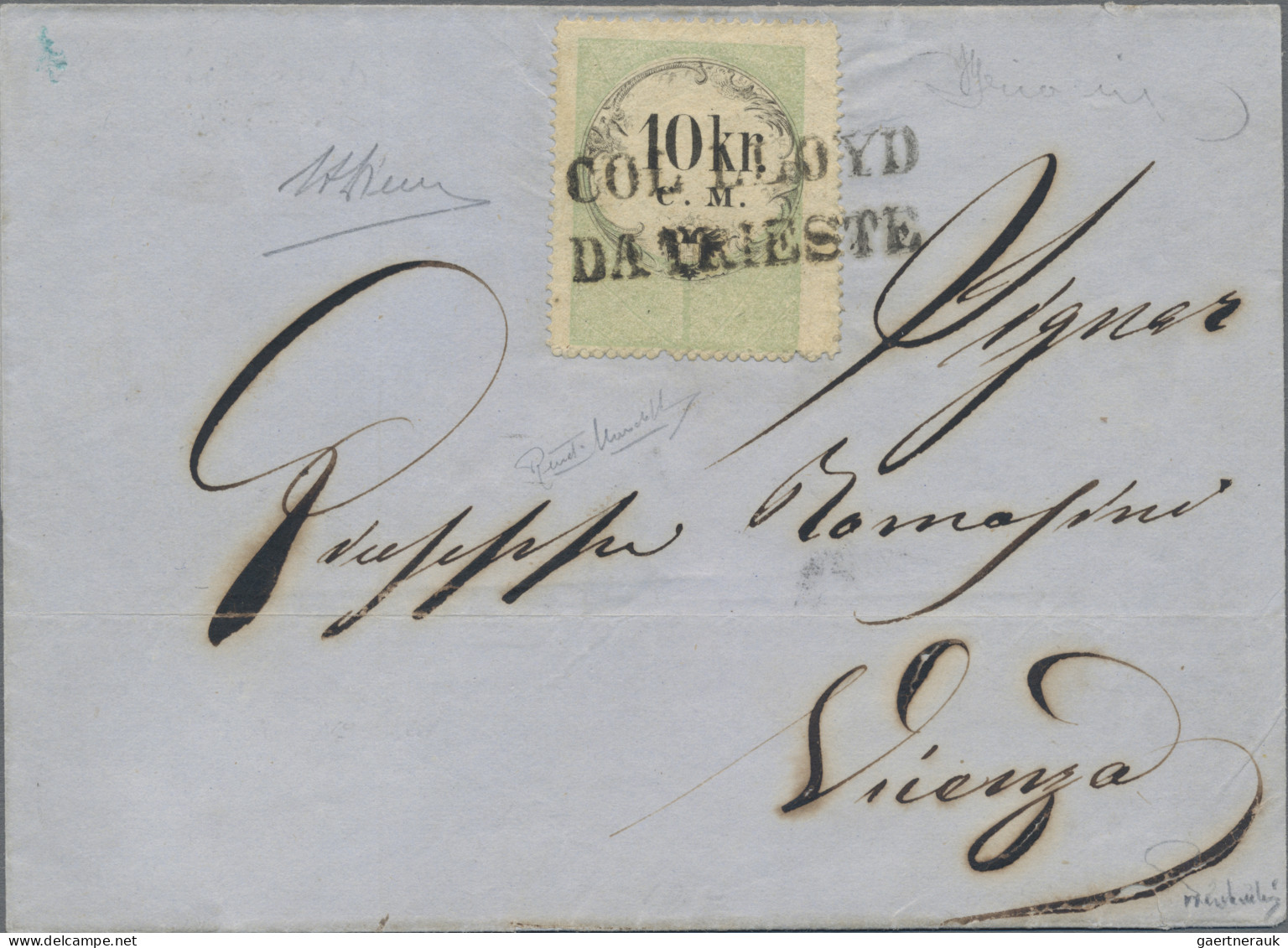 Österreich - Stempelmarken: 1854, 10 Kr C.M., Schwarz/grün, Als Freimarke Verwen - Revenue Stamps