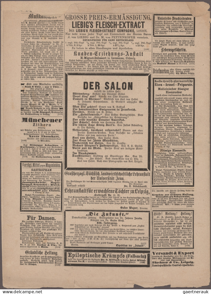 Österreich - Zeitungsstempelmarken: 1858, 1 Kr. Blau, Type IIb, Platte 2, Voll- - Dagbladen