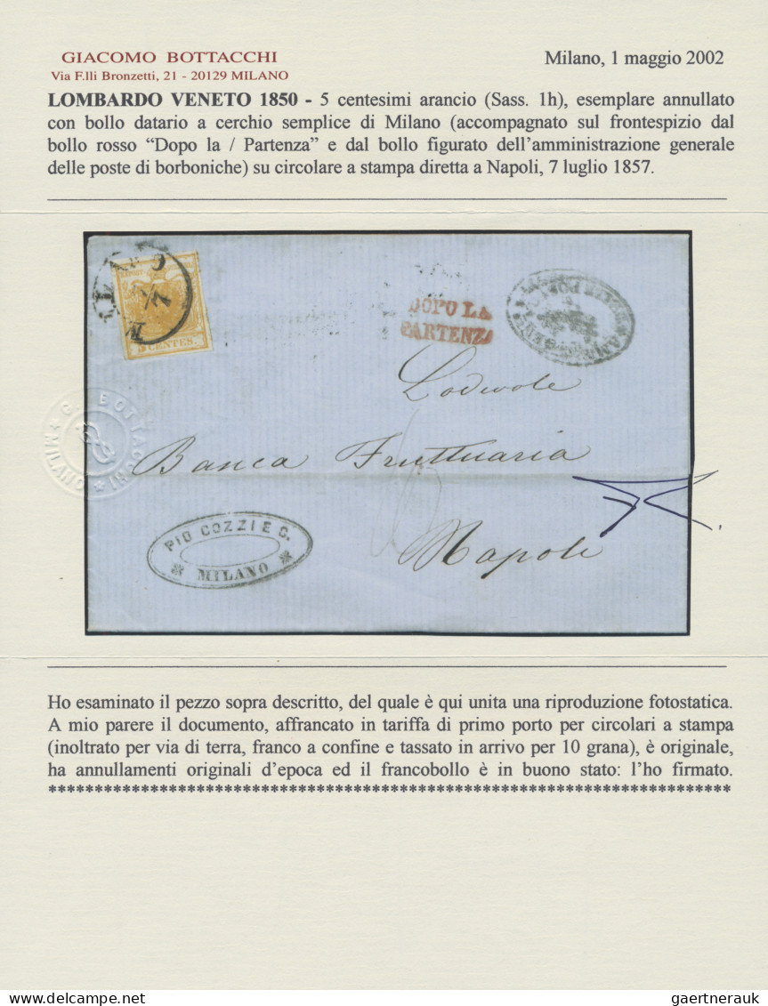 Österreich - Lombardei Und Venetien: 1850, 5 Cent. (Milano - Roma - Napoli) Prin - Lombardy-Venetia