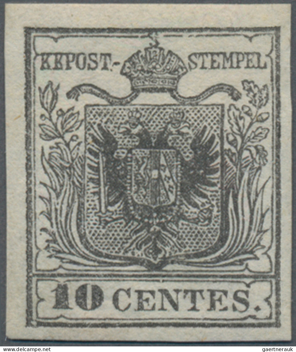 Österreich - Lombardei Und Venetien: 1850, 10 C. Schwarz, Handpapier, Type Ib, U - Lombardy-Venetia