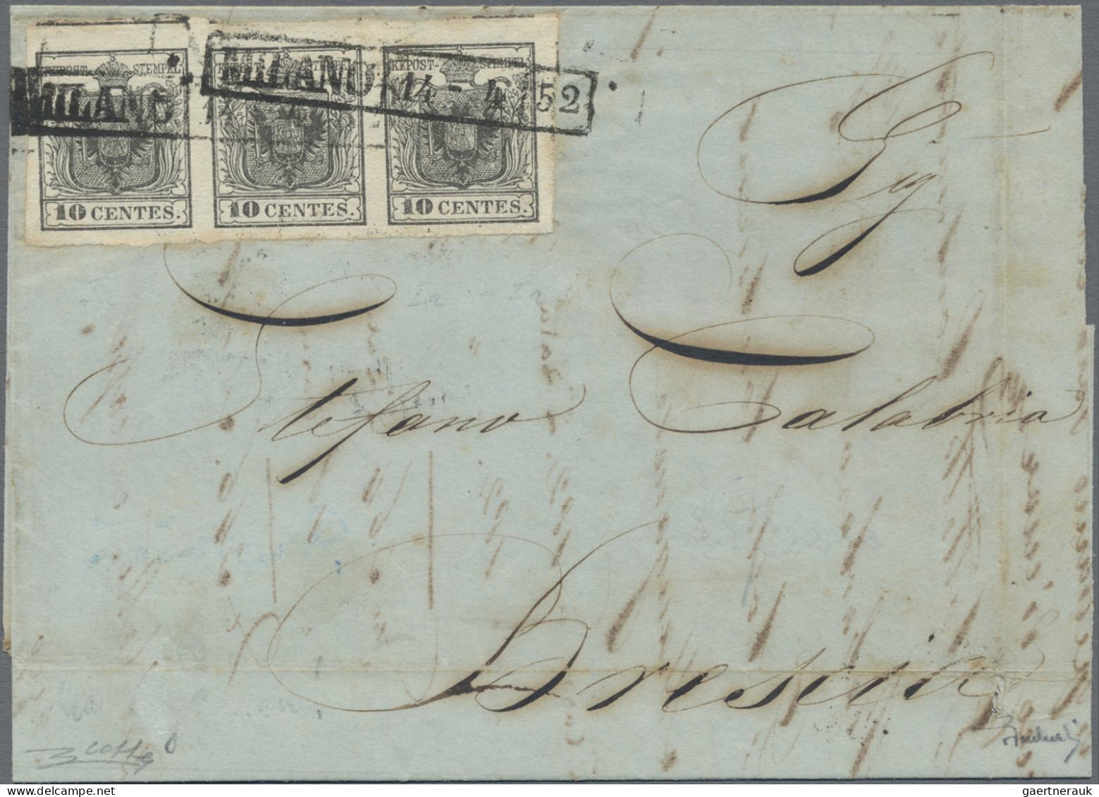 Österreich - Lombardei Und Venetien: 1850, 10 Cent. Schwarz, Type Ia, Waagerecht - Lombardy-Venetia