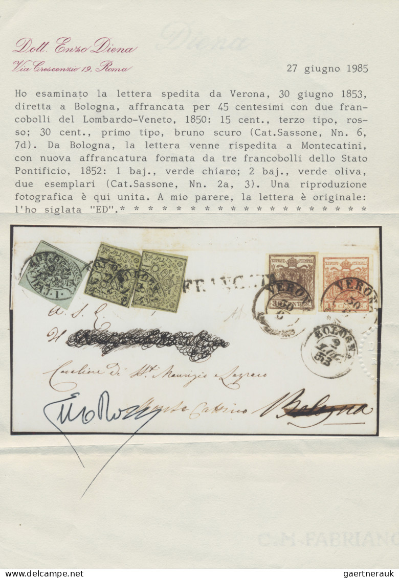 Österreich - Lombardei Und Venetien: 1850, 15 C. Bzw. 30 C. (1853 Verona - Bolog - Lombardije-Venetië