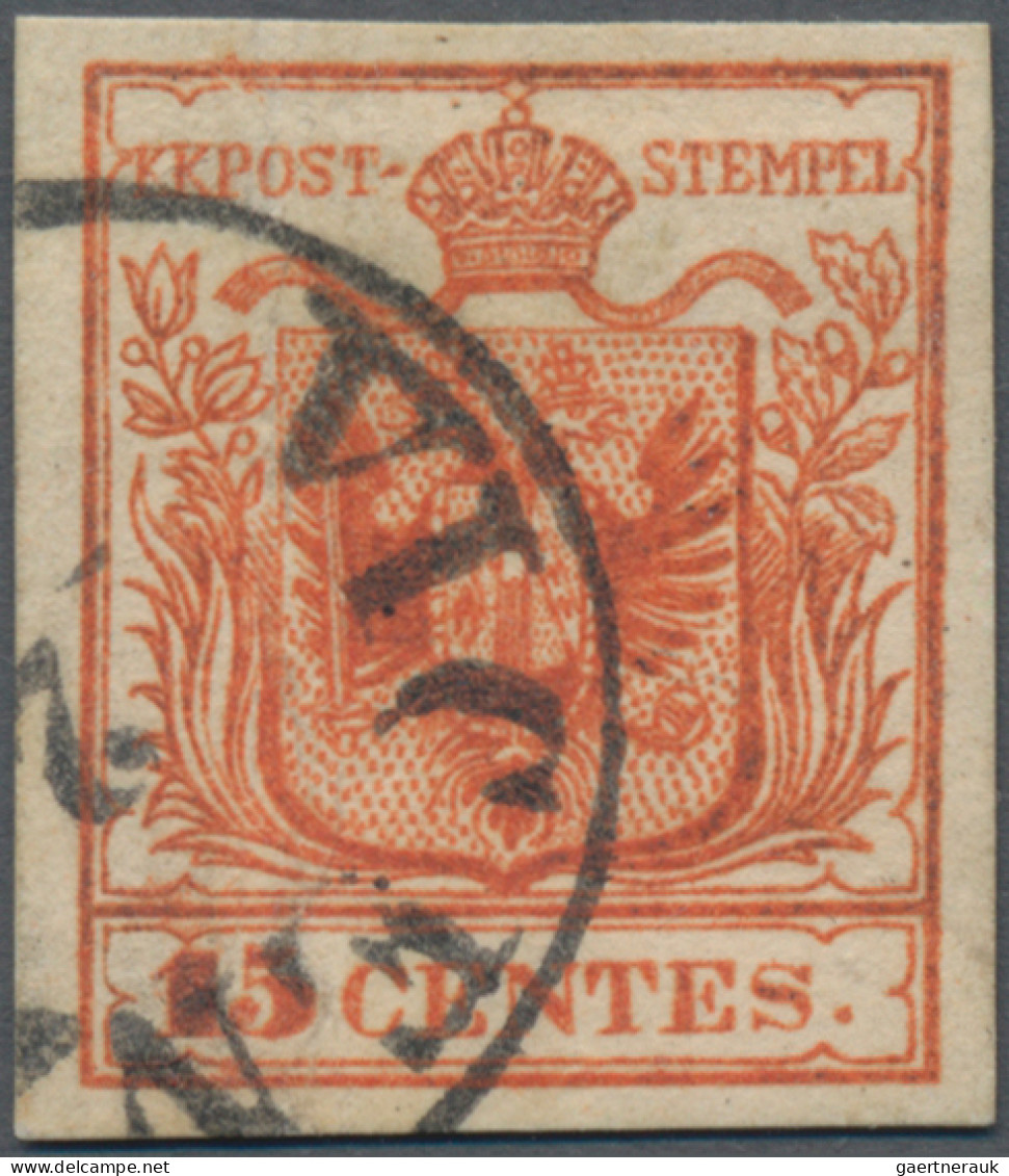 Österreich - Lombardei Und Venetien: 1853, VERONESER POSTFÄLSCHUNG, 15 C. Rot, K - Lombardo-Vénétie