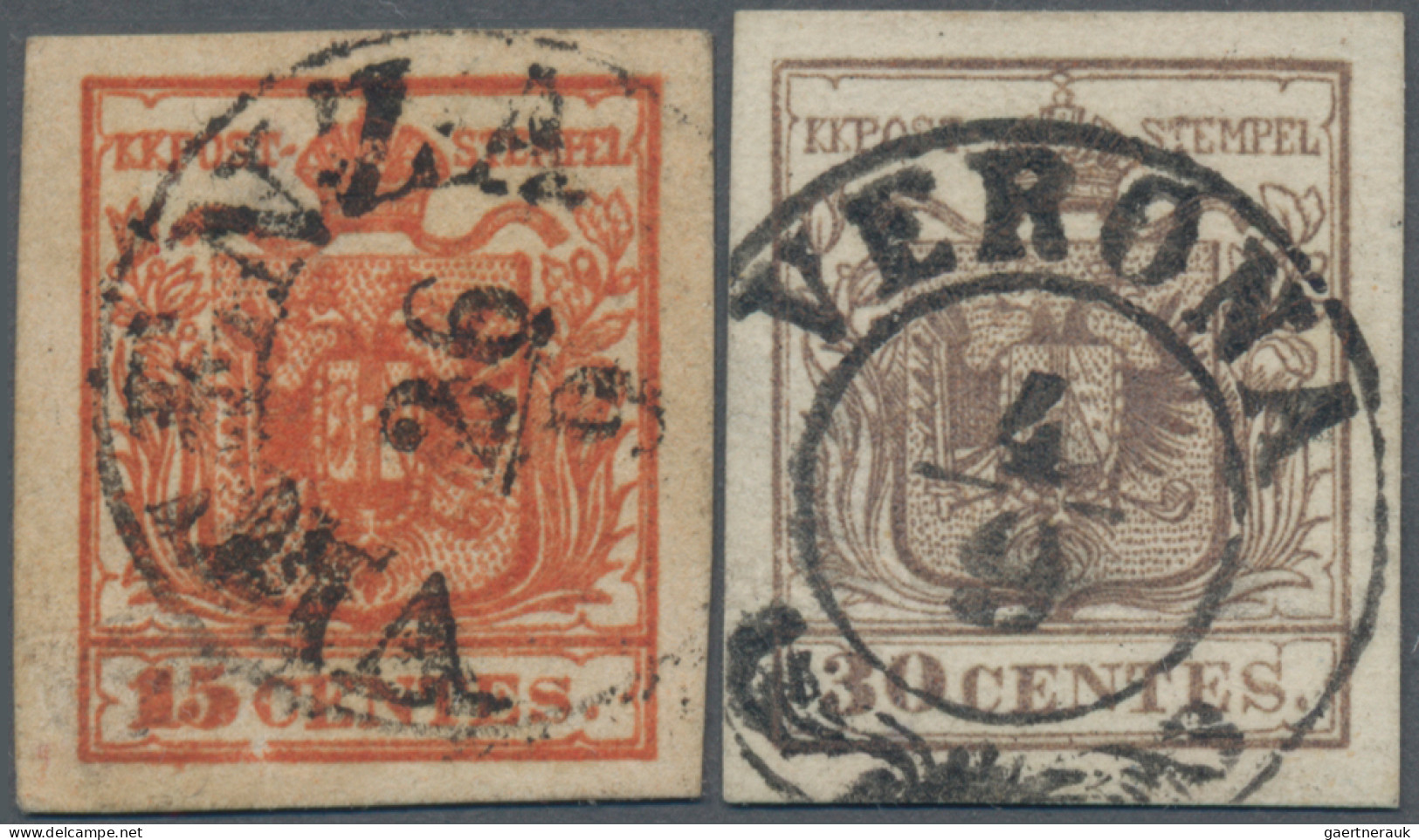 Österreich - Lombardei Und Venetien: 1853, VERONER POSTFÄLSCHUNG, 15 C. Rot Bzw. - Lombardy-Venetia