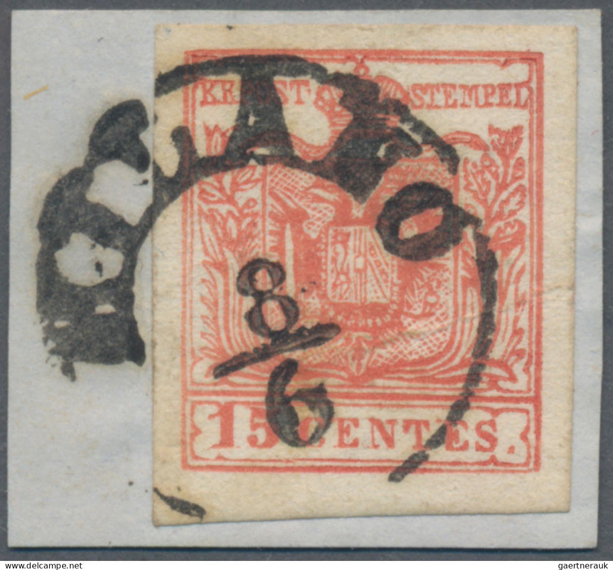 Österreich - Lombardei Und Venetien: 1850/1854, Mailänder Postfälschung Des 15 C - Lombardy-Venetia