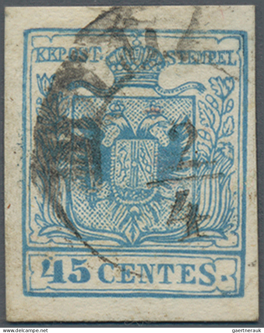 Österreich - Lombardei Und Venetien: 1857, MAILÄNDER POSTFÄLSCHUNG, 45 C. Blau, - Lombardije-Venetië