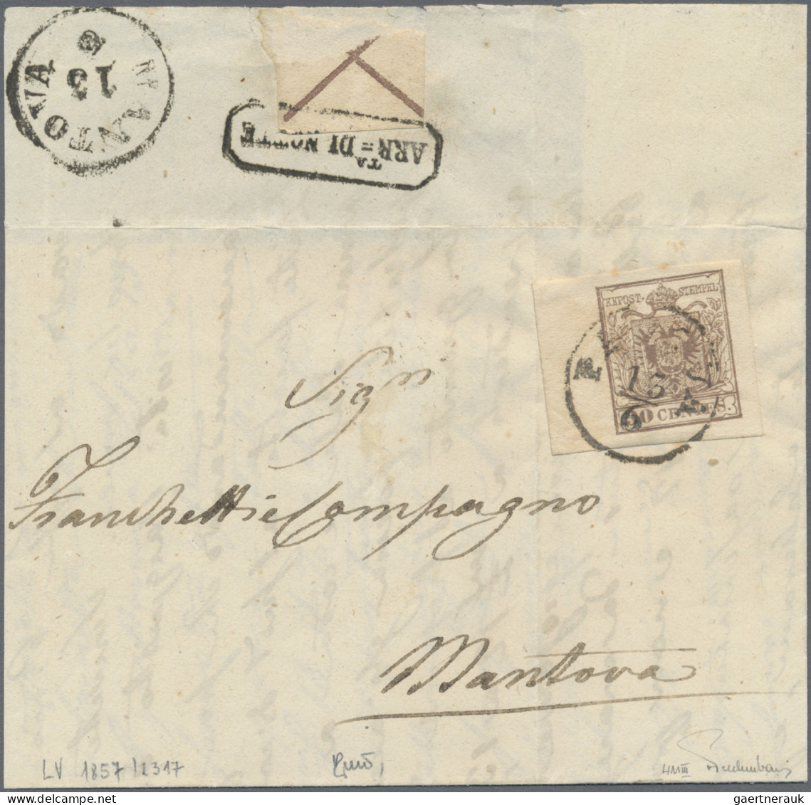 Österreich - Lombardei Und Venetien: 1850 - 1854, 30 C Rosabraun, Maschinenpapie - Lombardy-Venetia