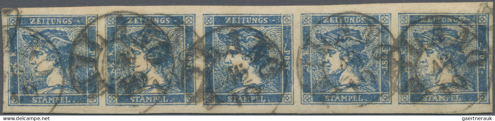 Österreich - Lombardei Und Venetien - Zeitungsmarken: 1851, Blauer Merkur, Waage - Lombardo-Venetien