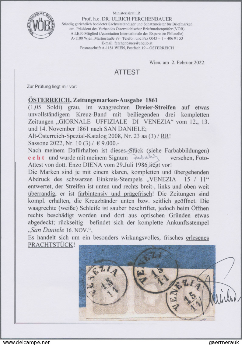 Österreich - Lombardei Und Venetien - Zeitungsmarken: 1861, (1,05 Soldi) Grau, I - Lombardy-Venetia