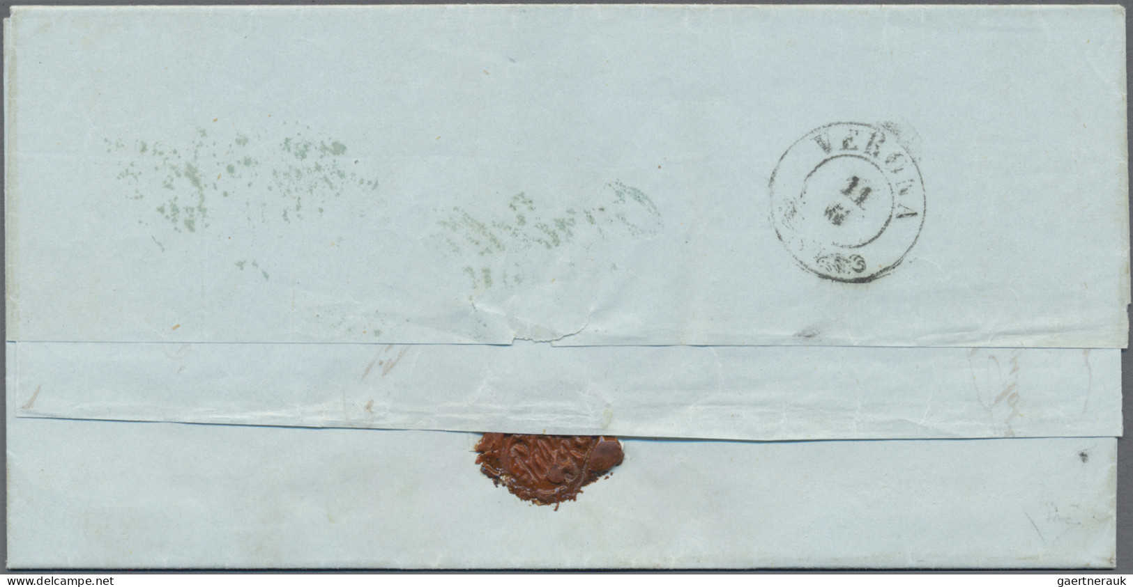 Österreich - Lombardei Und Venetien - Stempel: 1850, 15 C Dunkelkarmin, Handpapi - Lombardy-Venetia