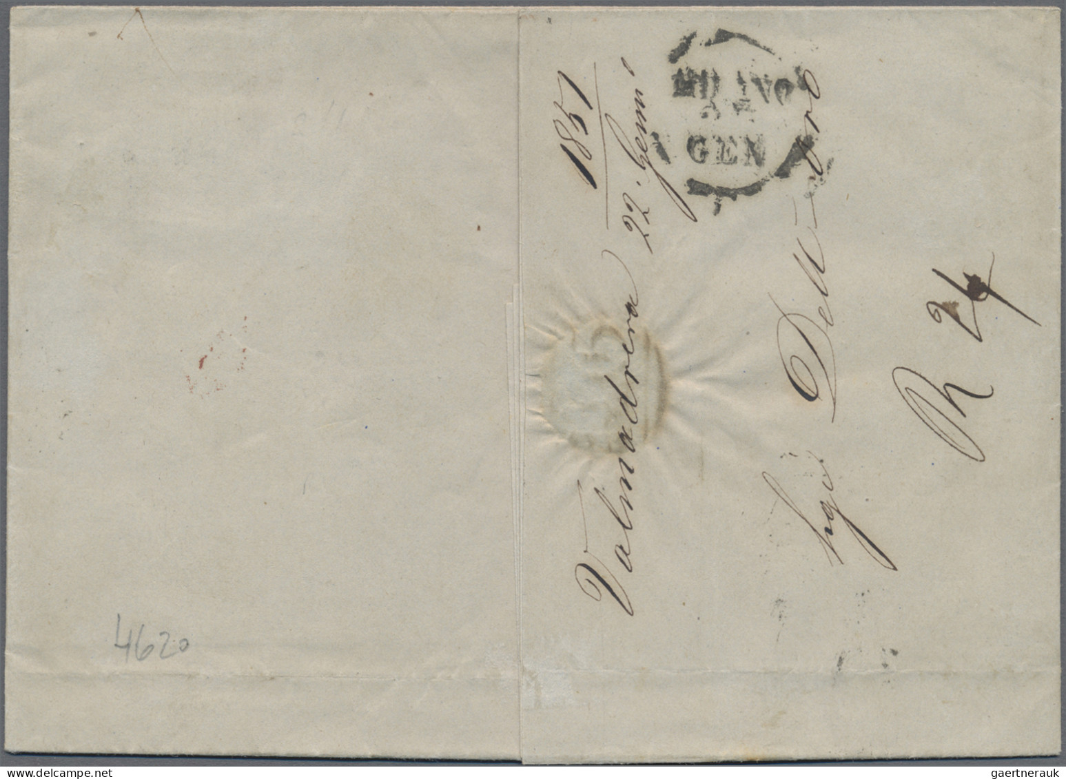 Österreich - Lombardei Und Venetien - Stempel: 1850, 15 C. Tiefzinnoberrot, Hand - Lombardy-Venetia