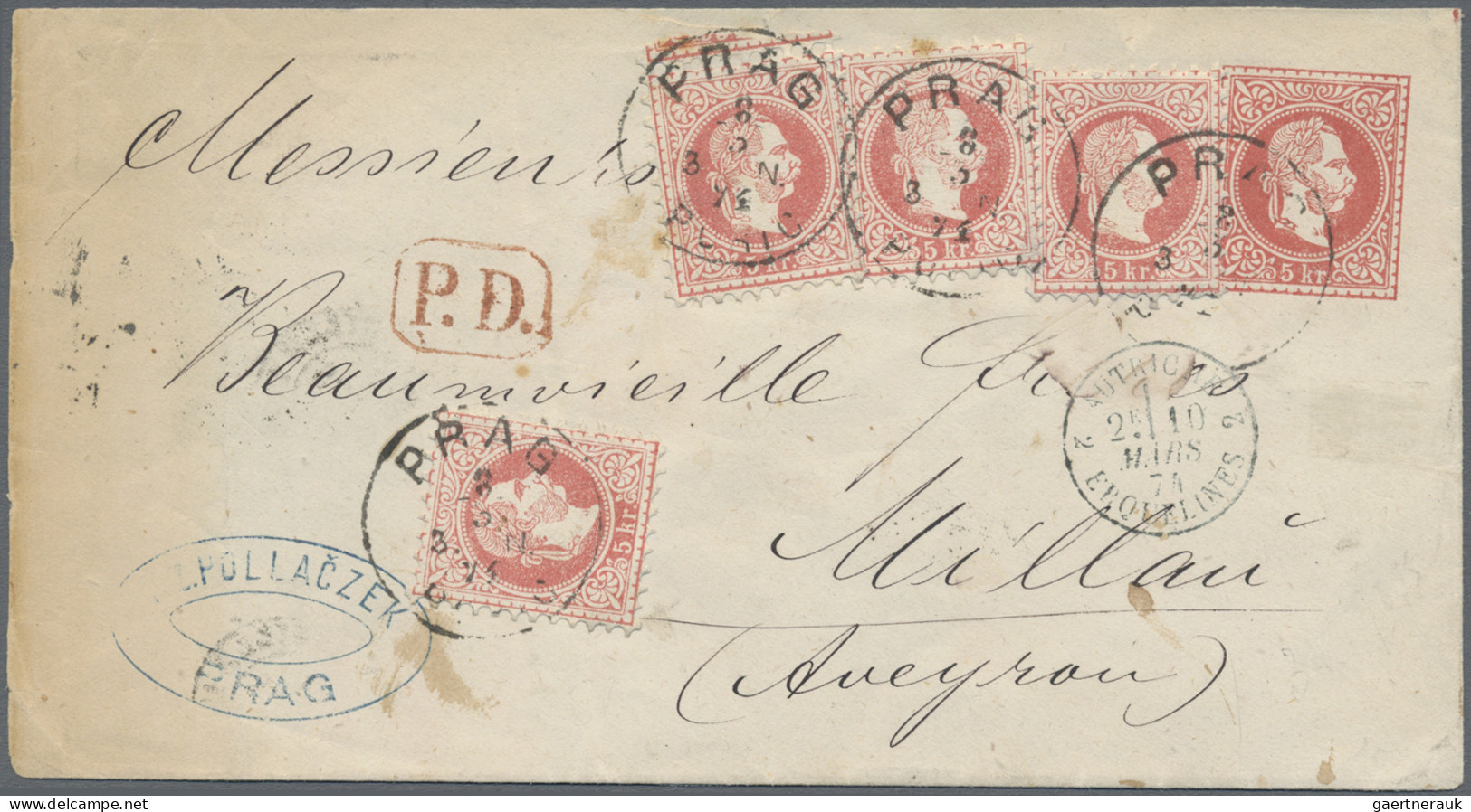 Österreich - Ganzsachen: 1874, Franz-Joseph, 5 Kr., Ganzsachen-Umschlag, Kleines - Andere & Zonder Classificatie