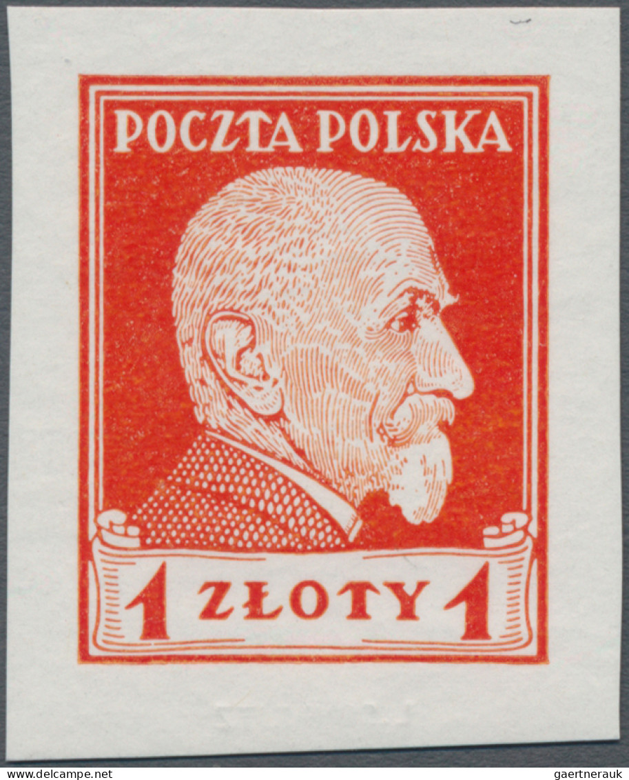 Poland: 1924, 1zl. President Wojciechowski, Imperforate Proof In Red On Gummed C - Autres & Non Classés