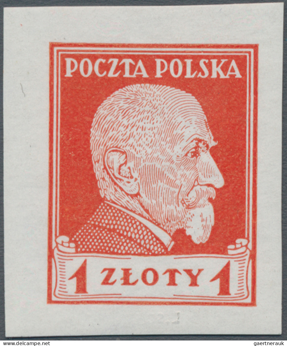 Poland: 1924, 1zl. President Wojciechowski, Imperforate Proof In Red On Gummed C - Sonstige & Ohne Zuordnung