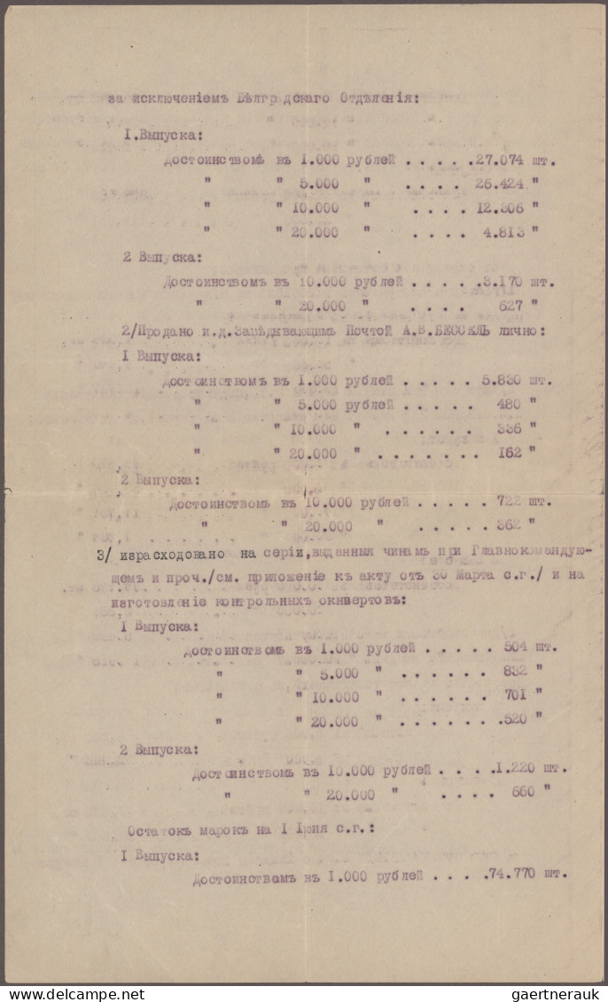 Russia - Civil War Wrangel Army: 1921, Official Report Of Russian Post In Consta - Sonstige & Ohne Zuordnung