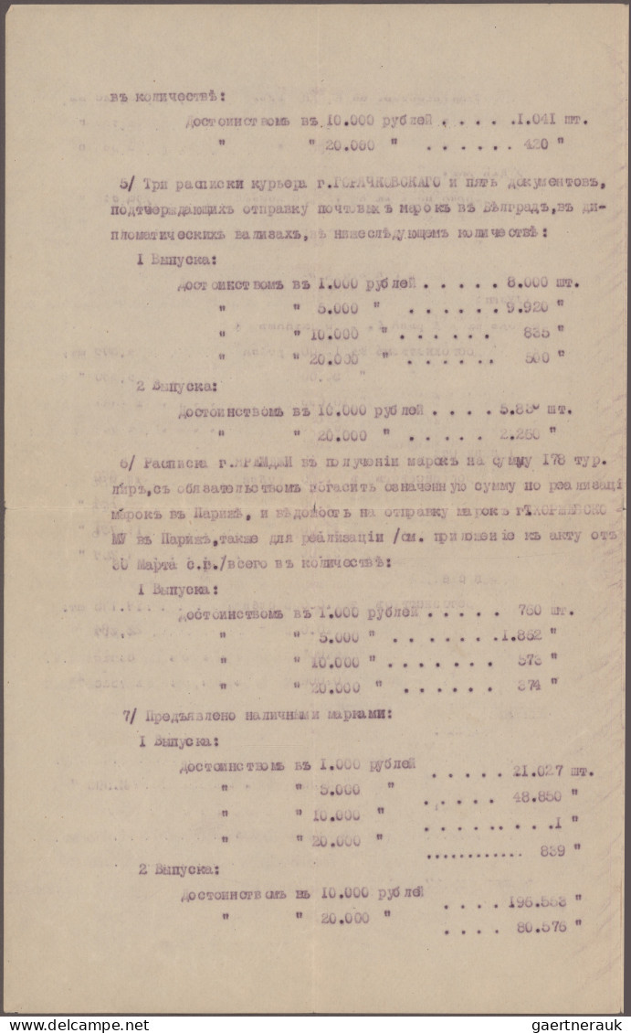Russia - Civil war Wrangel Army: 1921, Official report of Russian Post in Consta