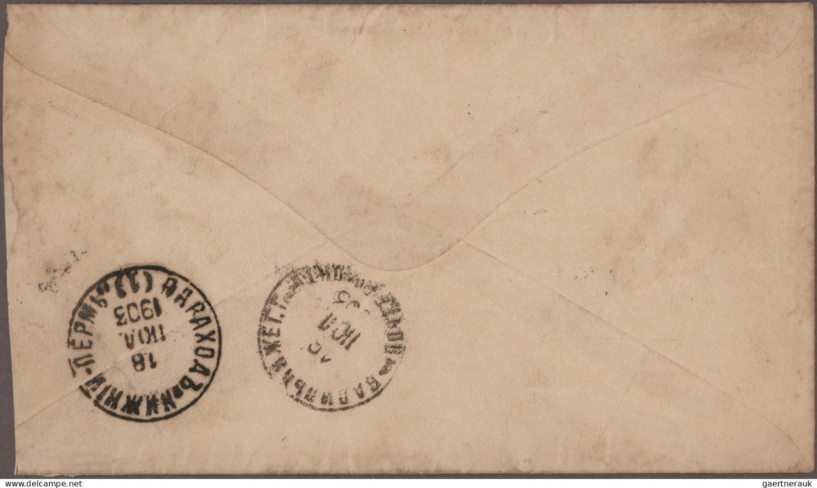 Russia - Ships mail: 1899/1909, five entires: card 3 K. with single circle "Perm