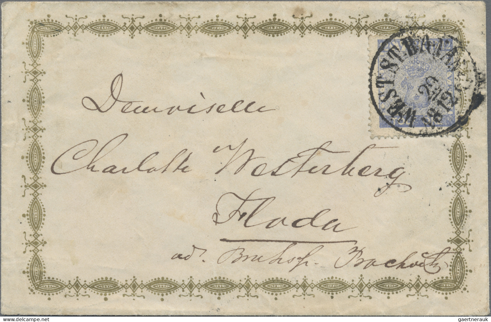 Sweden: 1858, 10 öre Ultramarin, Tied By Cds "WEST.ST.BANAN 29.12.(18)62" To Dec - Lettres & Documents